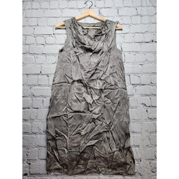 Les Copains 100% Silk Shell Marbled Gray Cowl Neck Sleeveless Dress Size Unknown - Picture 4 of 12